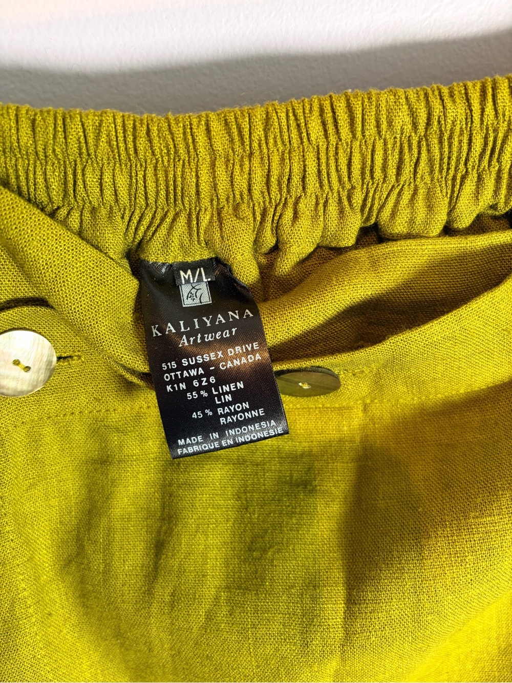 Kaliyana Linen Blend Olive Button-Accent Tiered Maxi Skirt M/L - Picture 4 of 6